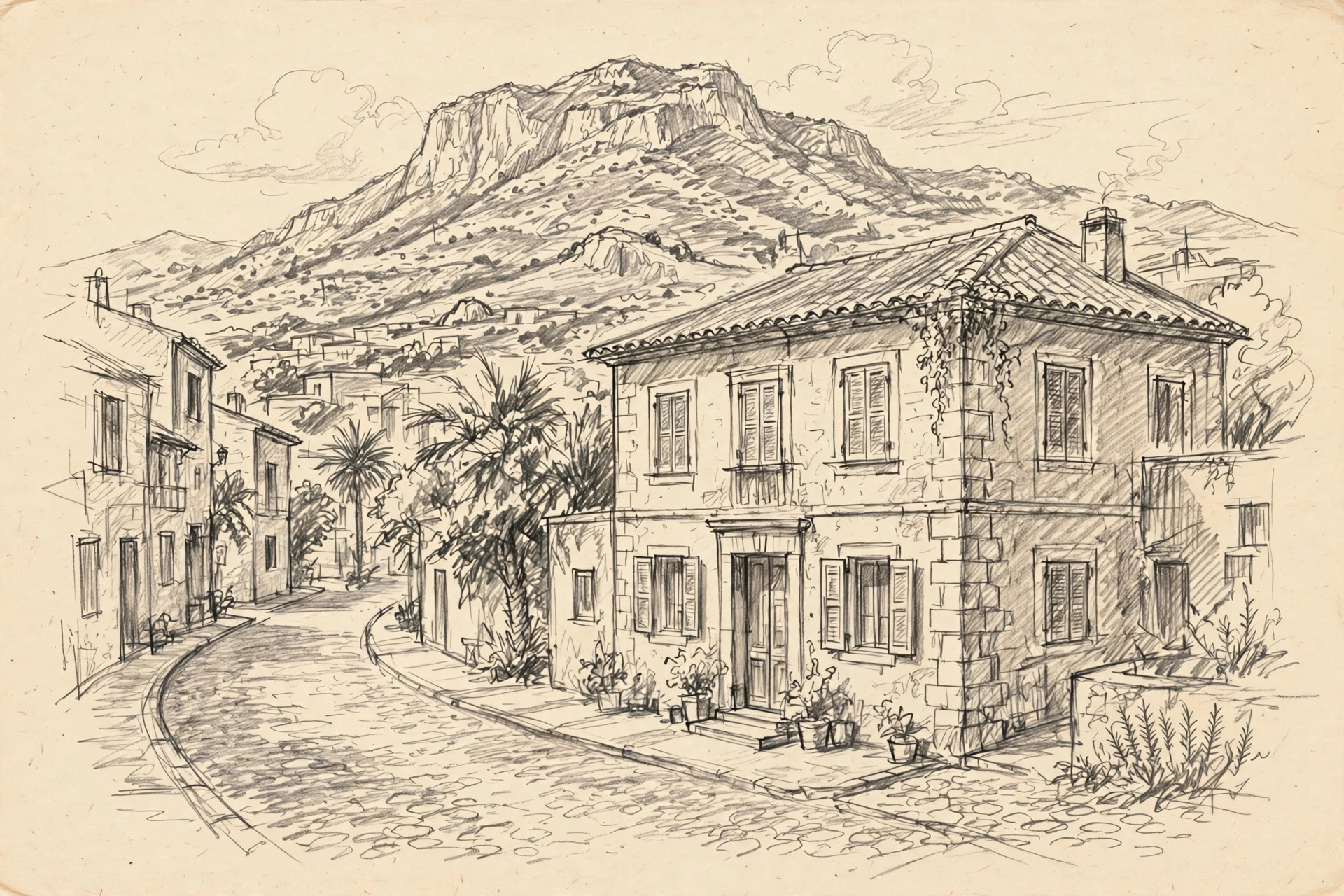 Illustrazione a matita di Sun and Co.