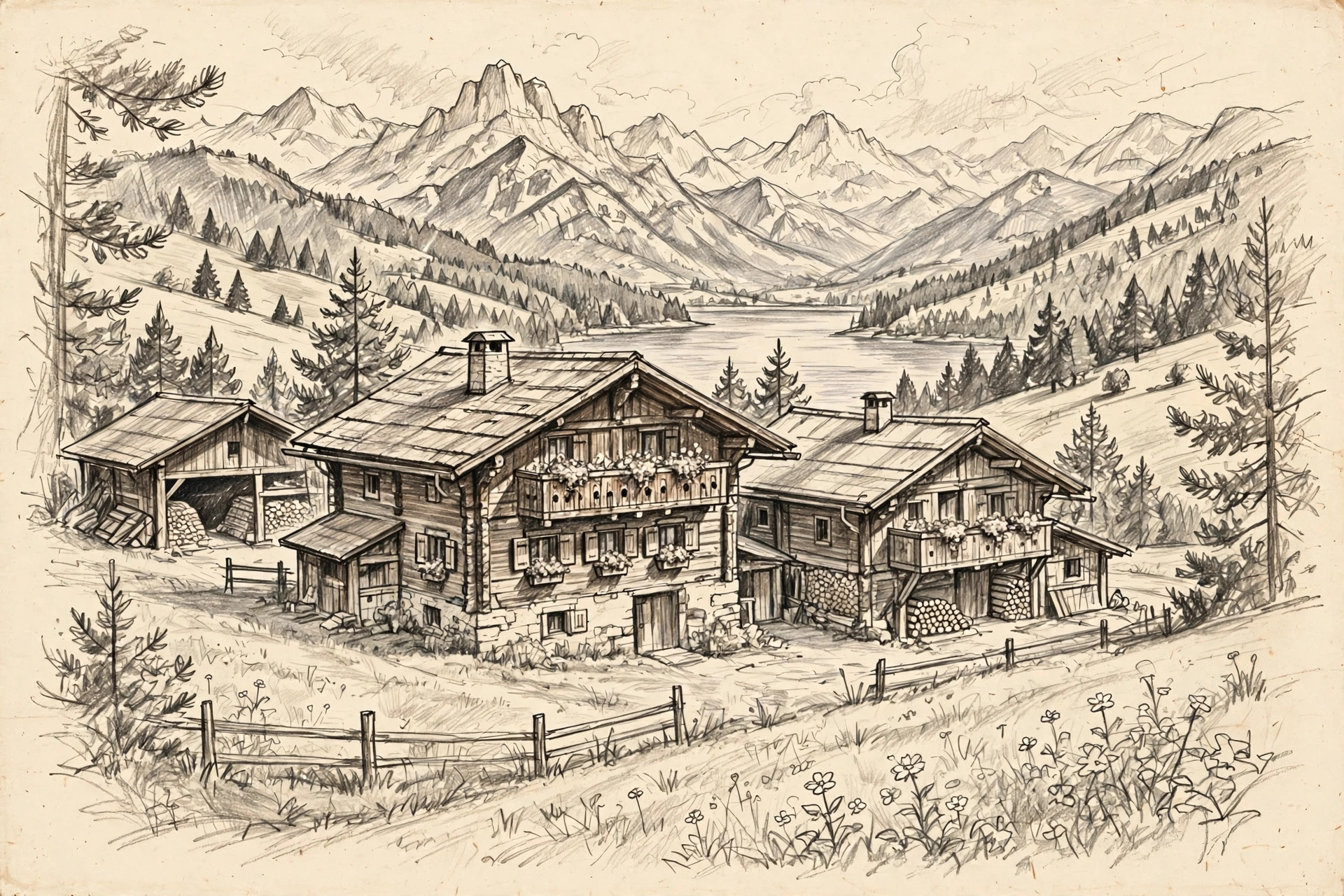 Illustration au crayon de Mesnerhof-C