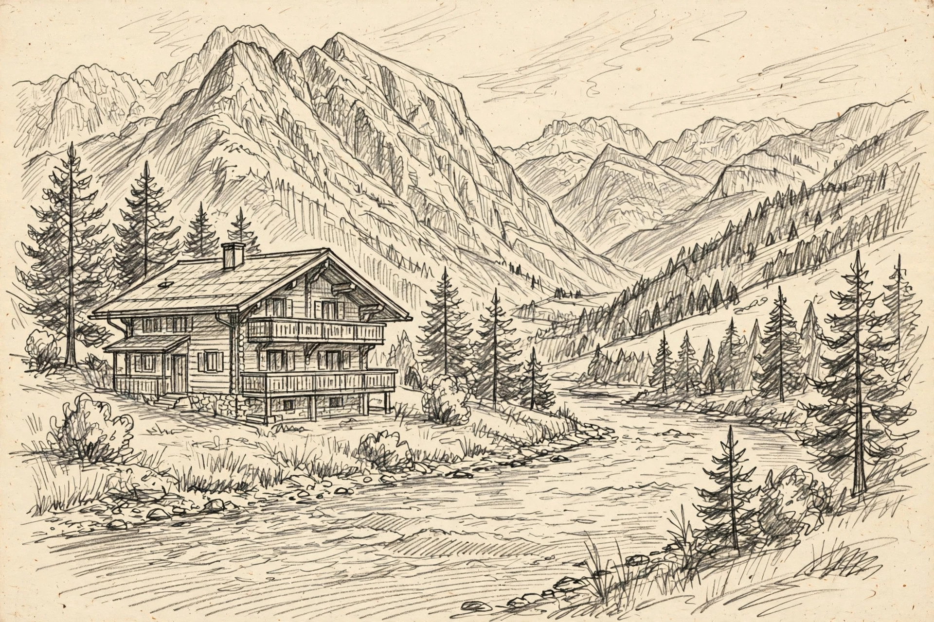 Pencil illustration of Hubs Bovec