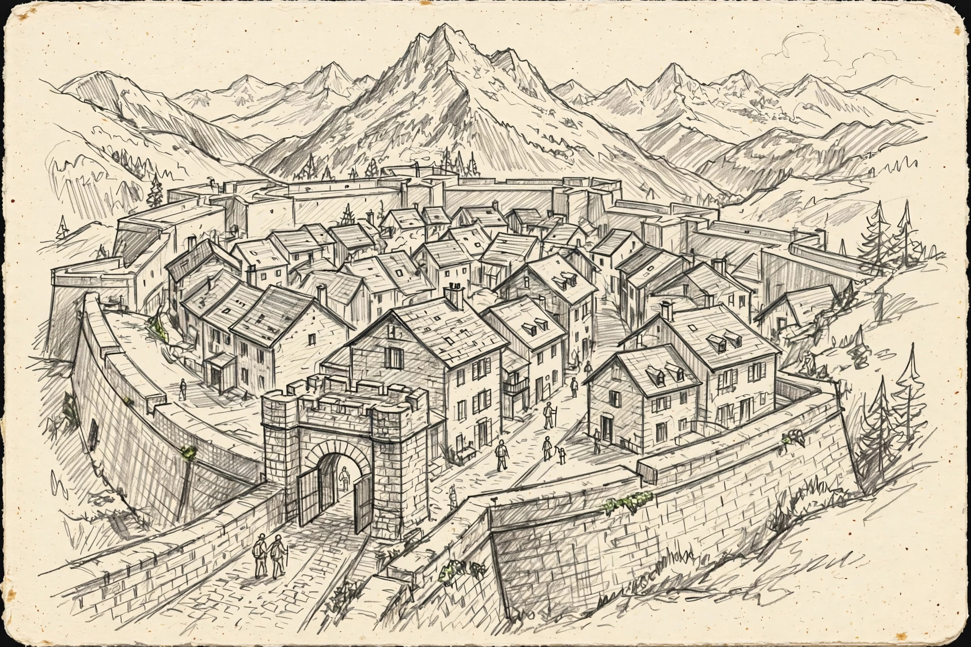 Bleistiftillustration von Cloud Citadel