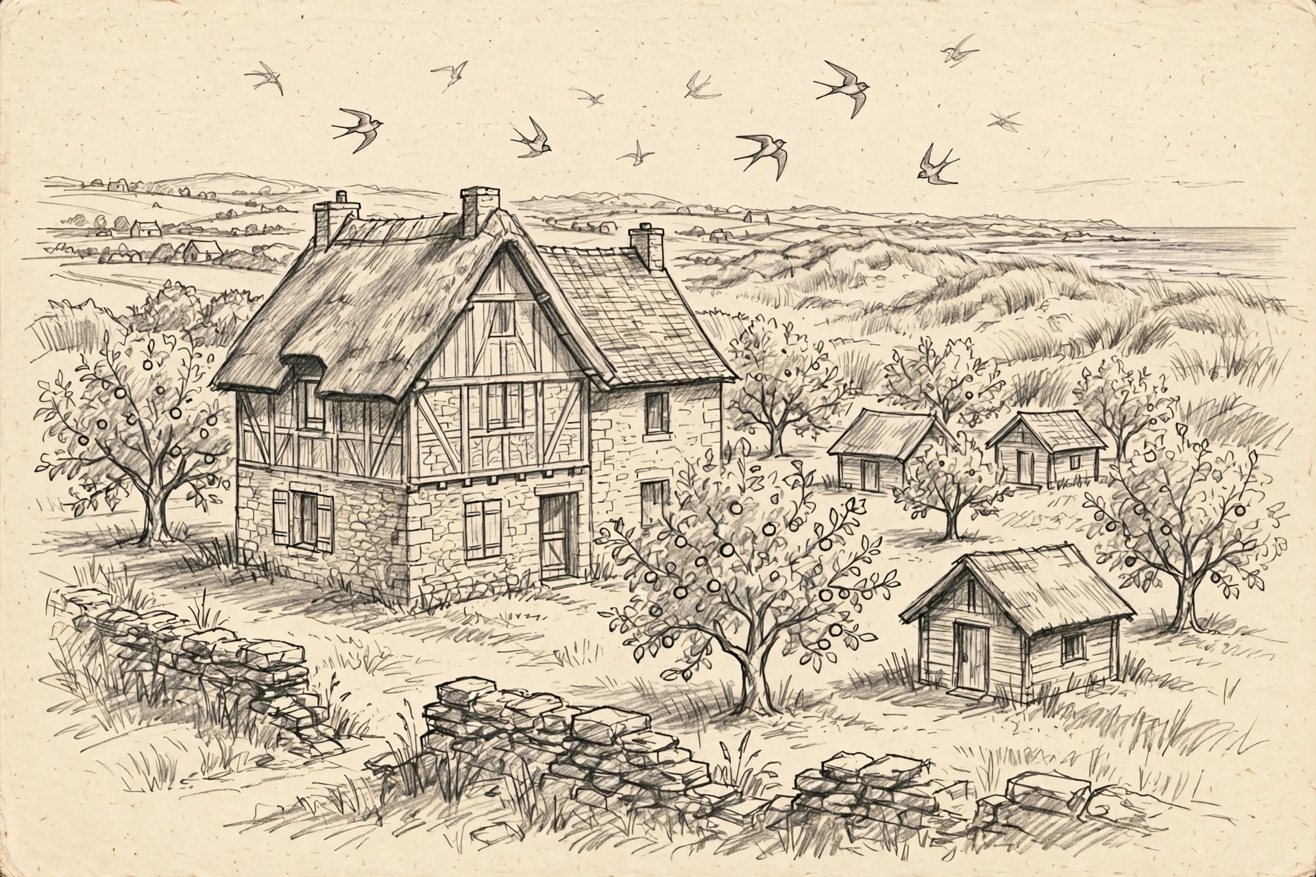 Bleistiftillustration von Les Briques