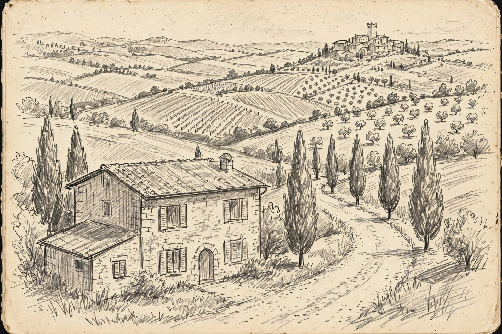 Bleistiftillustration von Bassetto Guesthouse