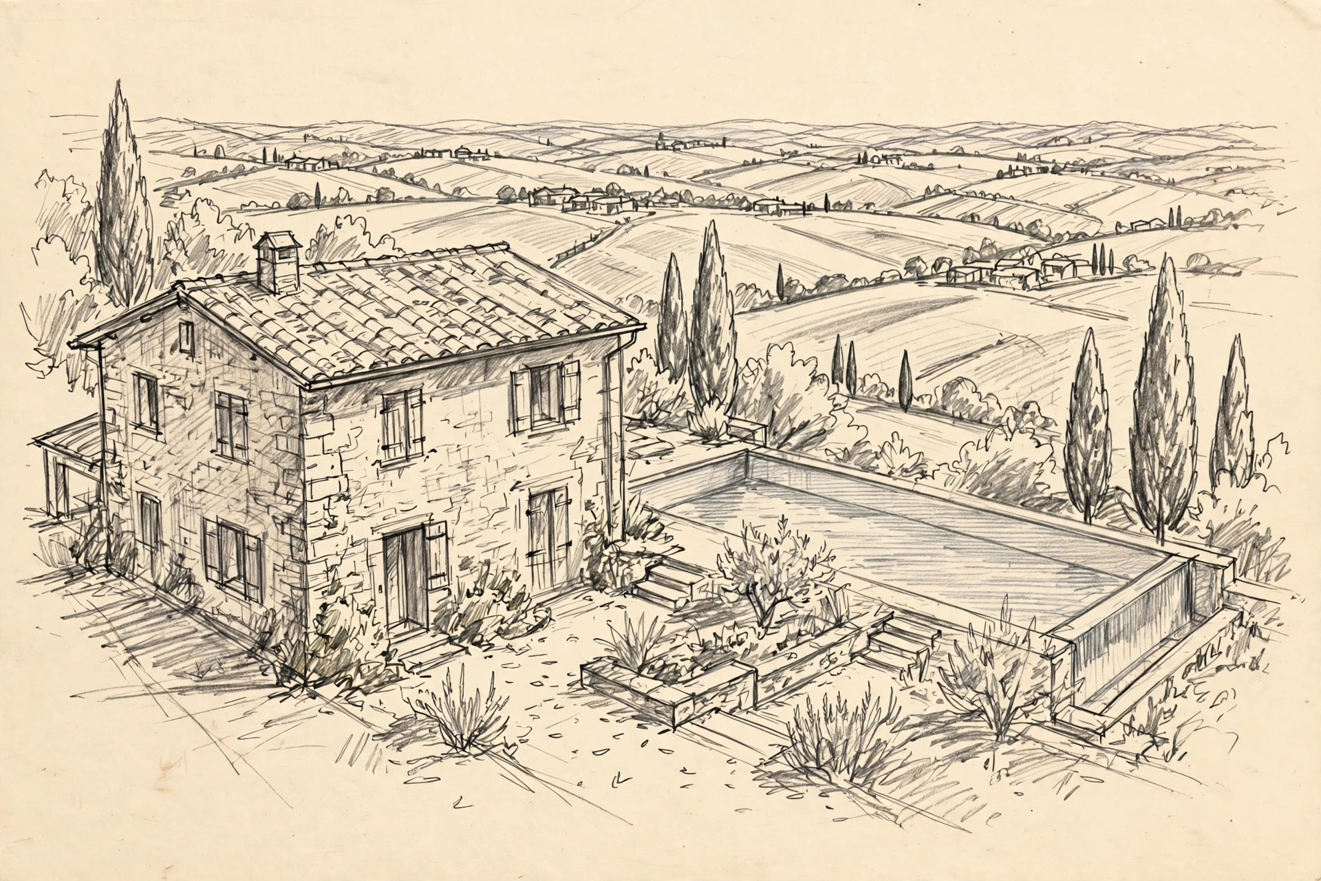 Bleistiftillustration von Navitas Coliving