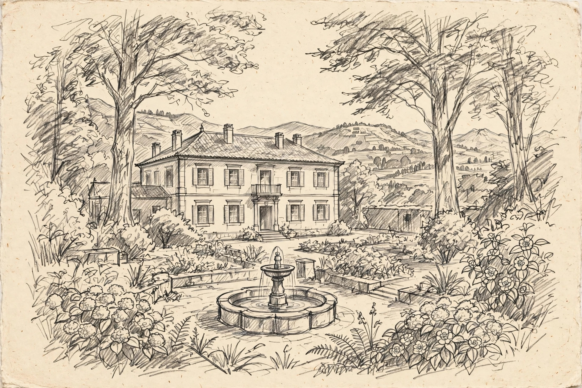 Pencil illustration of Quinta do Bom Despacho