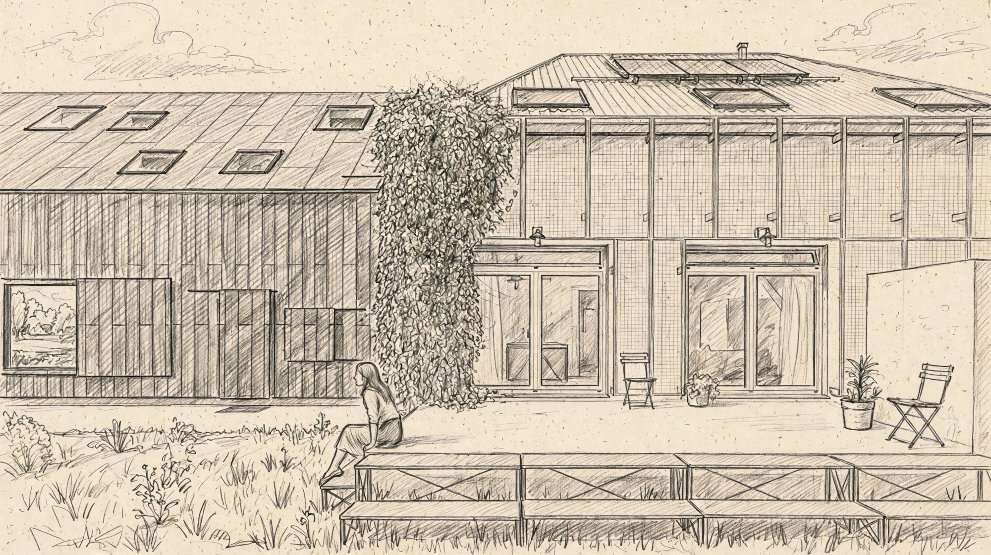 Bleistiftillustration von Mokrin House