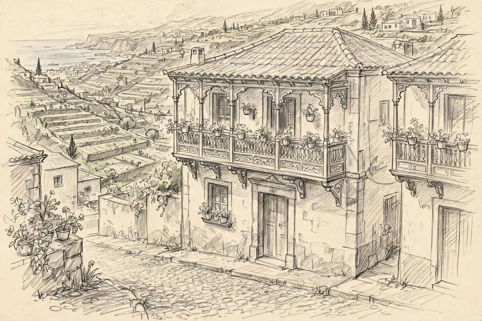 Illustrazione a matita di Nine Coliving